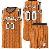 Custom Gold Orange Custom Gray Pinstripe Retro Sets Uniform Basketball Jersey