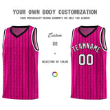 Custom Pink Custom Gray Pinstripe Retro Sets Uniform Basketball Jersey