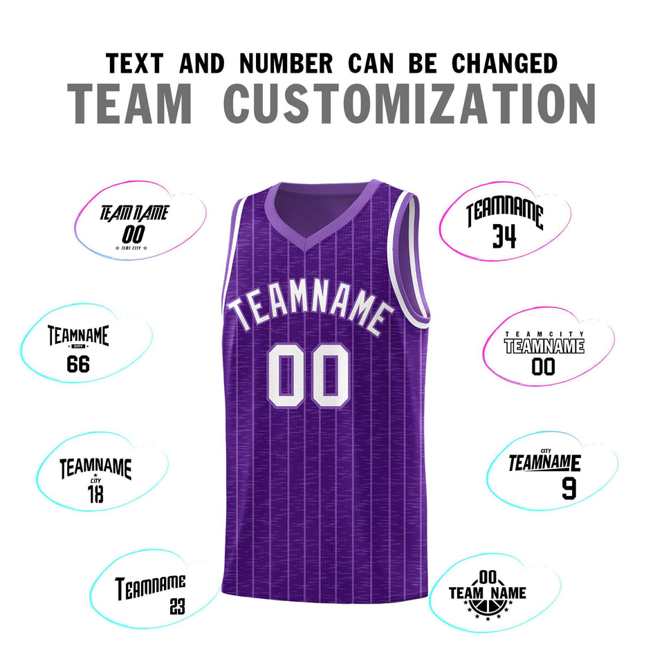Custom Purple Custom Gray Pinstripe Retro Sets Uniform Basketball Jersey