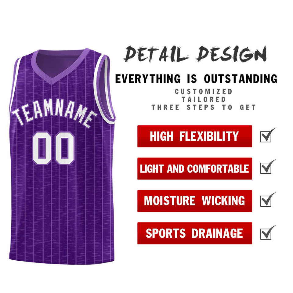 Custom Purple Custom Gray Pinstripe Retro Sets Uniform Basketball Jersey