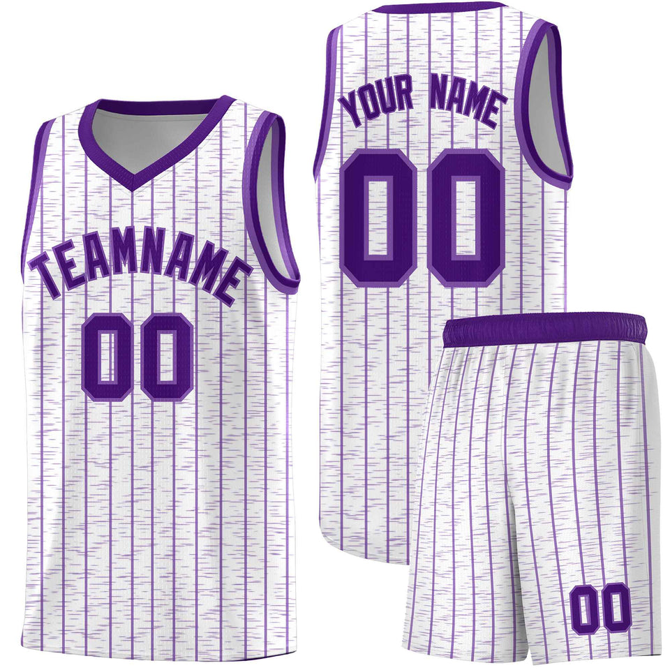 Custom White Custom Gray Pinstripe Retro Sets Uniform Basketball Jersey