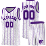 Custom White Custom Gray Pinstripe Retro Sets Uniform Basketball Jersey