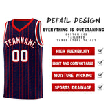 Custom Navy Custom Gray Pinstripe Retro Sets Uniform Basketball Jersey