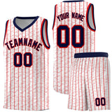 Custom White Custom Gray Pinstripe Retro Sets Uniform Basketball Jersey