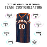 Custom Navy Custom Gray Pinstripe Retro Sets Uniform Basketball Jersey