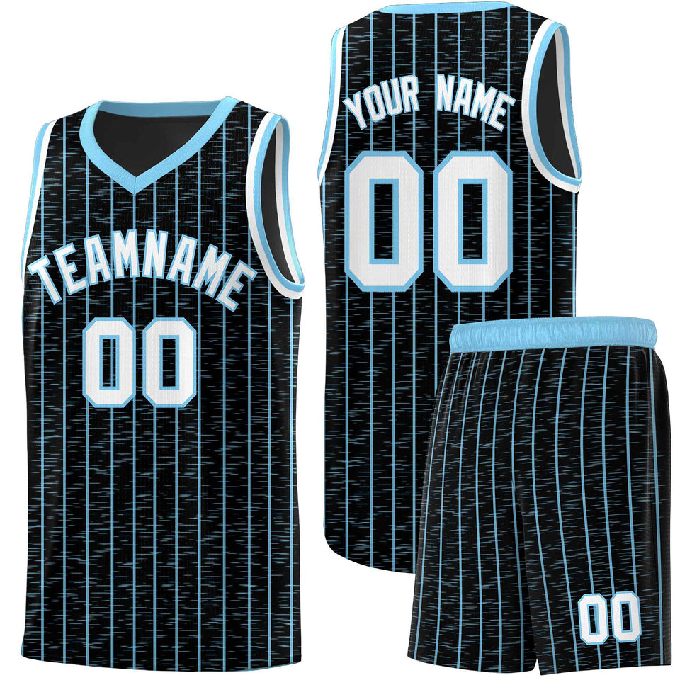 Custom Black Custom Gray Pinstripe Retro Sets Uniform Basketball Jersey