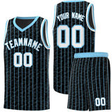 Custom Black Custom Gray Pinstripe Retro Sets Uniform Basketball Jersey