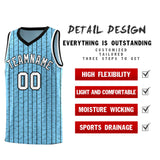 Custom Light Blue Custom Gray Pinstripe Retro Sets Uniform Basketball Jersey