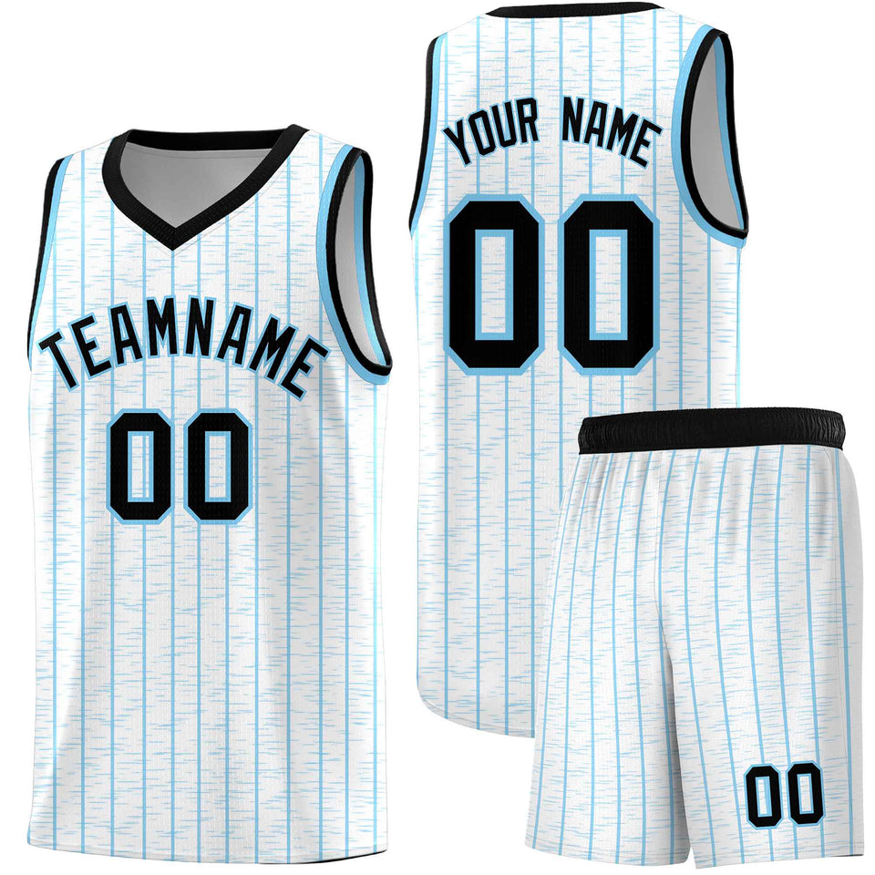 Custom White Custom Gray Pinstripe Retro Sets Uniform Basketball Jersey