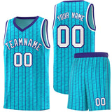 Custom Sky Blue Custom Gray Pinstripe Retro Sets Uniform Basketball Jersey