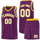 Custom Purple Custom Gray Pinstripe Retro Sets Uniform Basketball Jersey