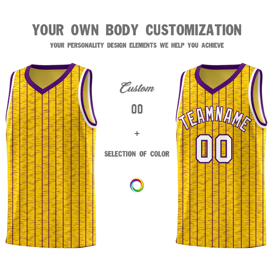 Custom Gold Custom Gray Pinstripe Retro Sets Uniform Basketball Jersey