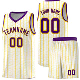Custom White Custom Gray Pinstripe Retro Sets Uniform Basketball Jersey