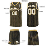 Custom Black Custom Gray Pinstripe Retro Sets Uniform Basketball Jersey