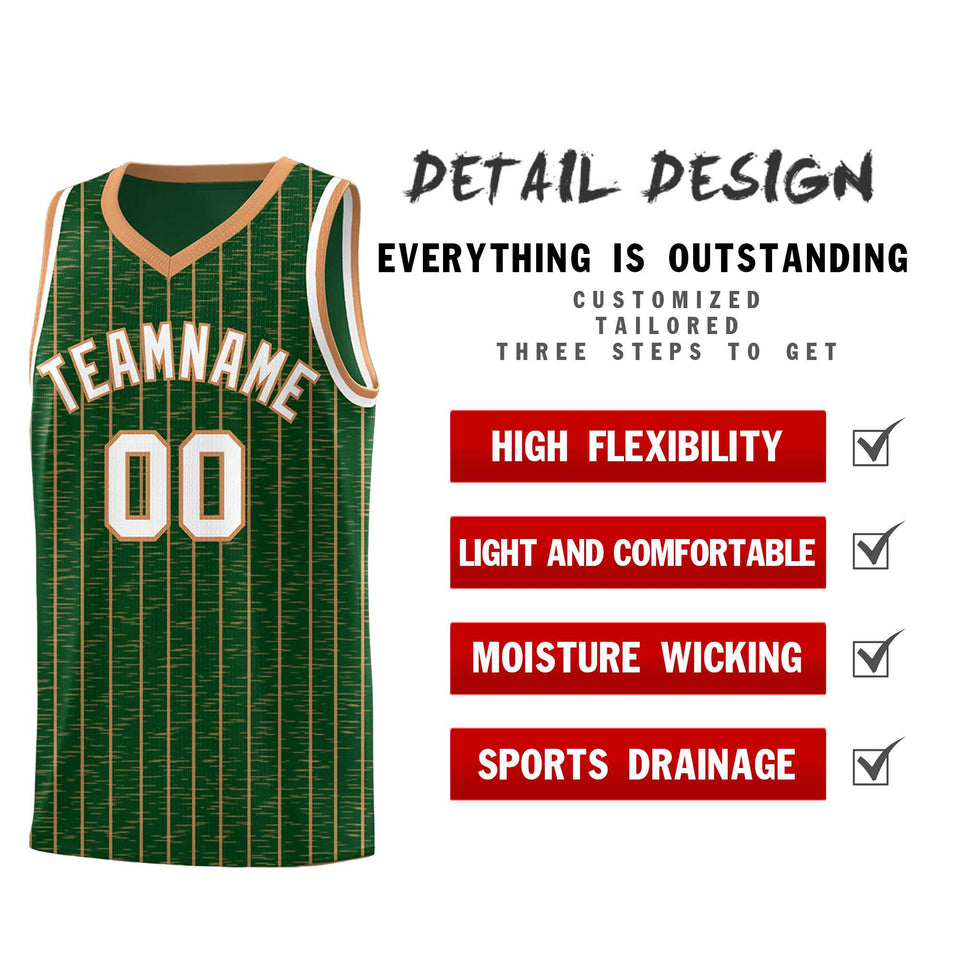 Custom Green Custom Gray Pinstripe Retro Sets Uniform Basketball Jersey