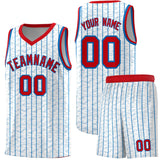 Custom White Custom Gray Pinstripe Retro Sets Uniform Basketball Jersey