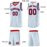 Custom White Custom Gray Pinstripe Retro Sets Uniform Basketball Jersey