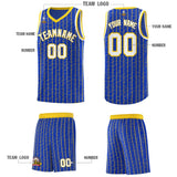 Custom Royal Blue Custom Gray Pinstripe Retro Sets Uniform Basketball Jersey