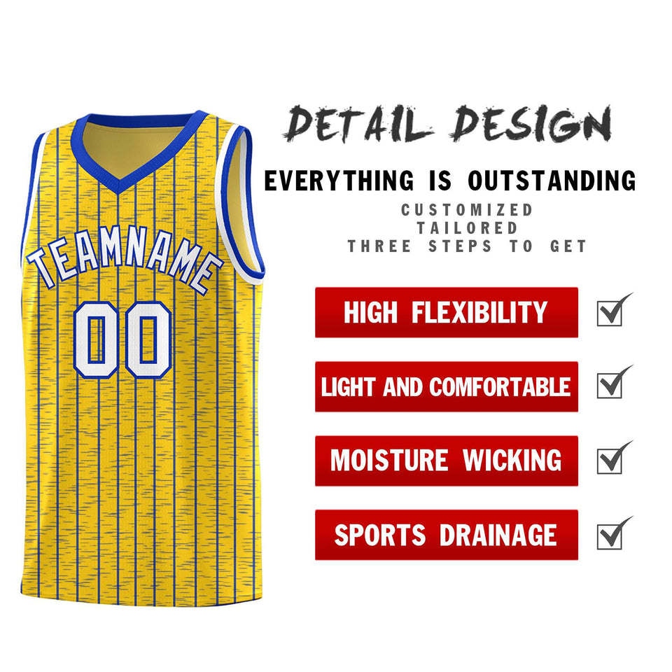 Custom Gold Custom Gray Pinstripe Retro Sets Uniform Basketball Jersey