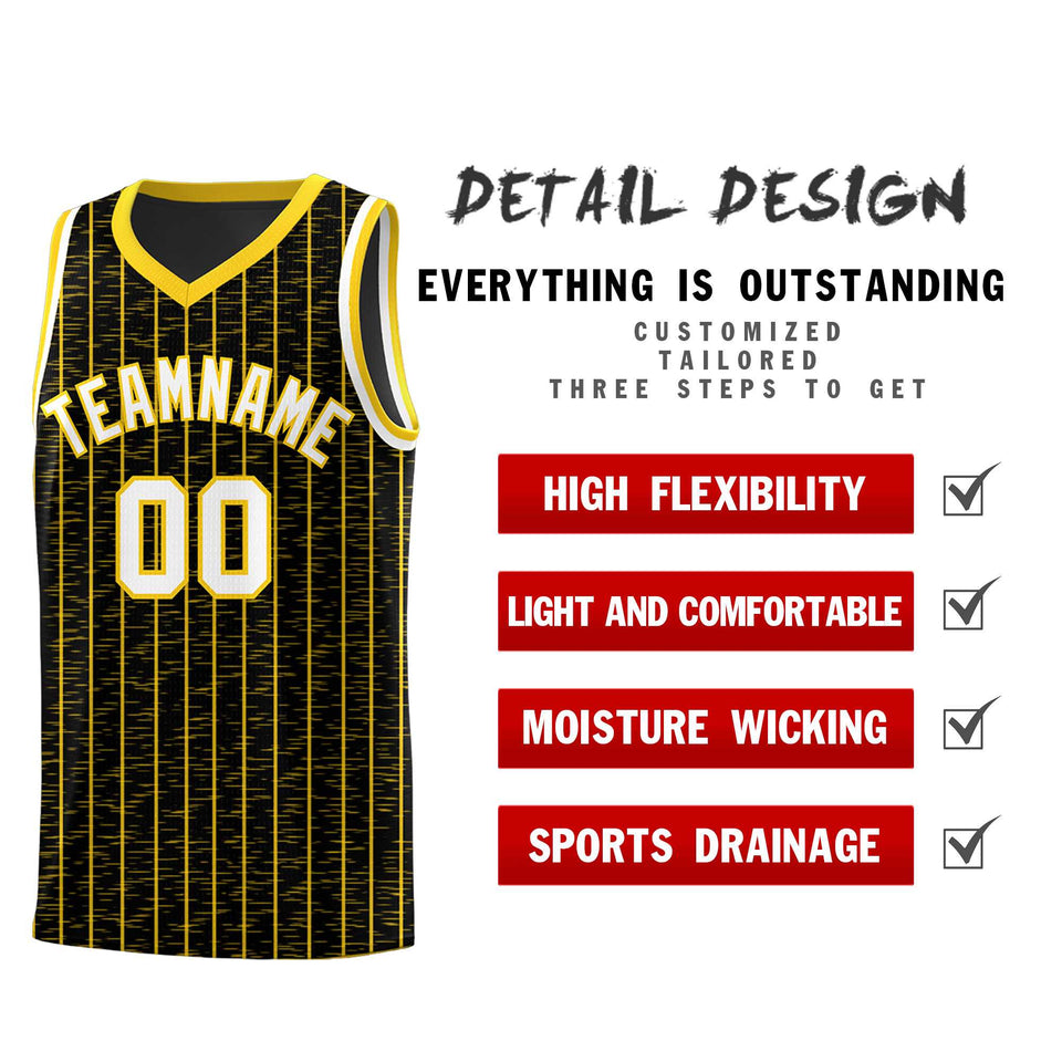 Custom Black Custom Gray Pinstripe Retro Sets Uniform Basketball Jersey