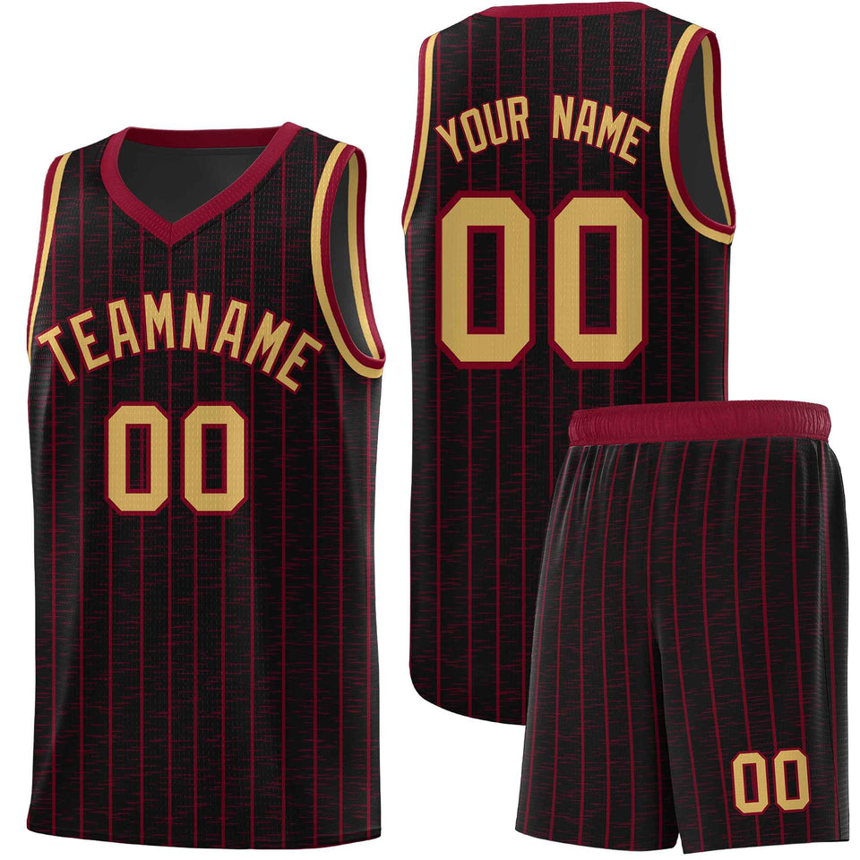 Custom Black Custom Gray Pinstripe Retro Sets Uniform Basketball Jersey