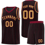 Custom Black Custom Gray Pinstripe Retro Sets Uniform Basketball Jersey