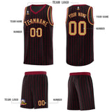 Custom Black Custom Gray Pinstripe Retro Sets Uniform Basketball Jersey