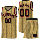 Custom Old Gold Custom Gray Pinstripe Retro Sets Uniform Basketball Jersey