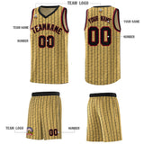Custom Old Gold Custom Gray Pinstripe Retro Sets Uniform Basketball Jersey