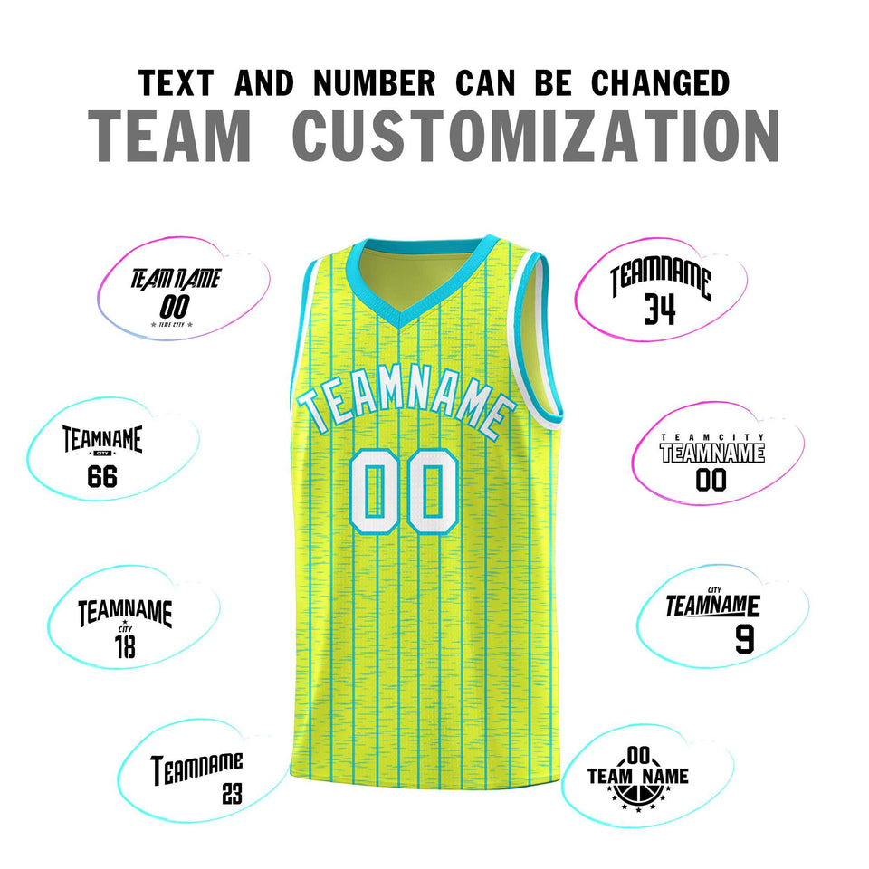 Custom Fluorescent Green Custom Gray Pinstripe Retro Sets Uniform Basketball Jersey