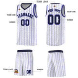 Custom White Custom Gray Pinstripe Retro Sets Uniform Basketball Jersey