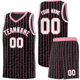 Custom Black Custom Gray Pinstripe Retro Sets Uniform Basketball Jersey