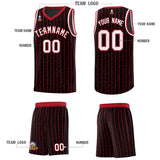 Custom Black Custom Gray Pinstripe Retro Sets Uniform Basketball Jersey