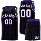 Custom Black Custom Gray Pinstripe Retro Sets Uniform Basketball Jersey