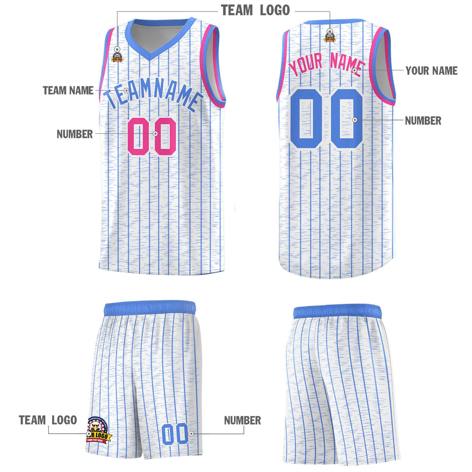 Custom White Custom Gray Pinstripe Retro Sets Uniform Basketball Jersey