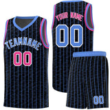 Custom Black Custom Gray Pinstripe Retro Sets Uniform Basketball Jersey