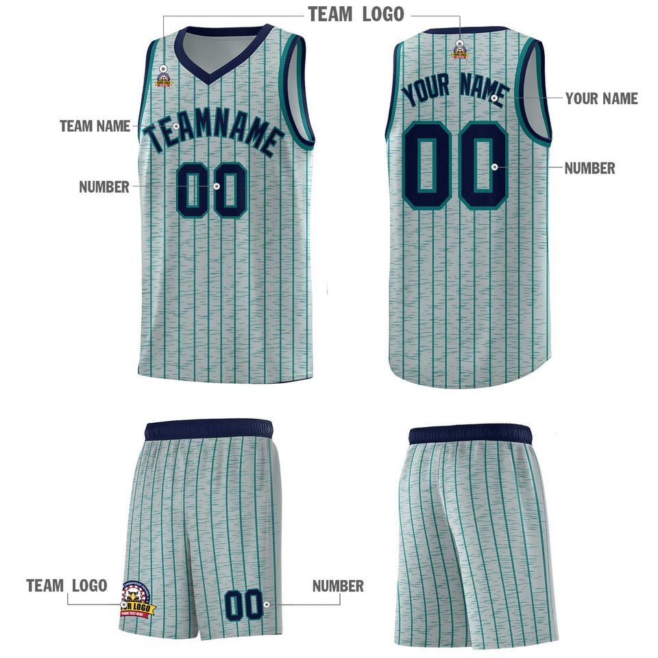 Custom Gray Custom Gray Pinstripe Retro Sets Uniform Basketball Jersey