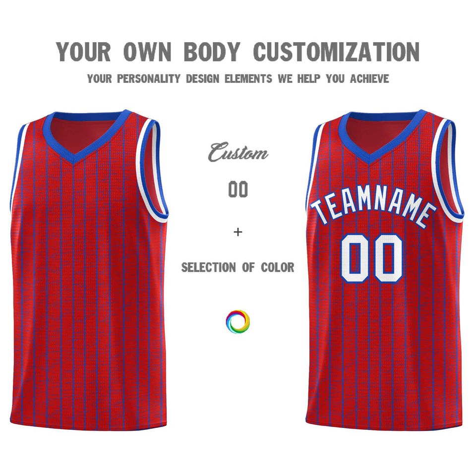 Custom Red Custom Gray Pinstripe Retro Sets Uniform Basketball Jersey