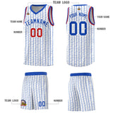 Custom White Custom Gray Pinstripe Retro Sets Uniform Basketball Jersey