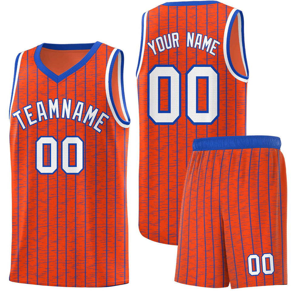 Custom Orange Custom Gray Pinstripe Retro Sets Uniform Basketball Jersey