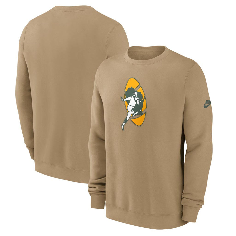 NFL Green Bay Packers Nike 2025 Rewind Club Pullover Crew Sweatshirt - Brown