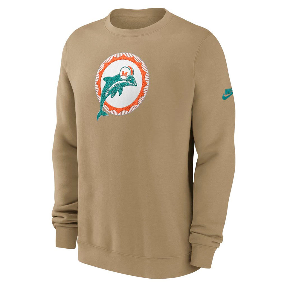 NFL Miami Dolphins Nike 2025 Rewind Club Pullover Crew Sweatshirt - Brown
