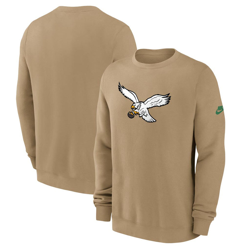 NFL Philadelphia Eagles Nike 2025 Rewind Club Pullover Crew Sweatshirt - Brown