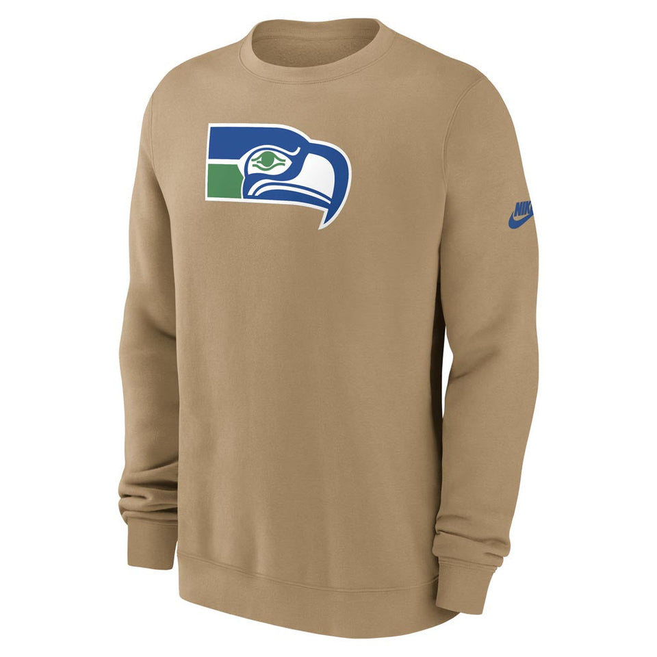 NFL Seattle Seahawks Nike 2025 Rewind Club Pullover Crew Sweatshirt - Brown