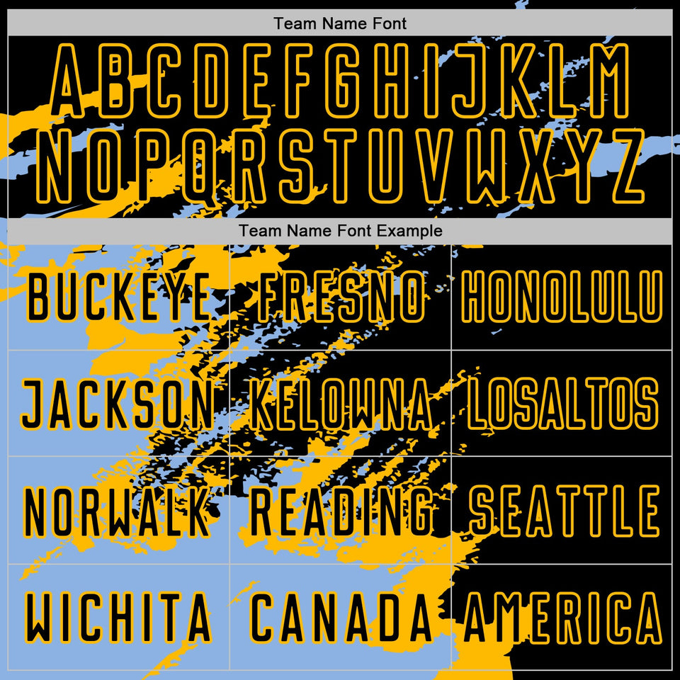 Custom Black Light Blue-Gold Abstract Fragment Art Splash Sports Sublimation Soccer Uniform Jersey