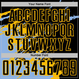 Custom Black Light Blue-Gold Abstract Fragment Art Splash Sports Sublimation Soccer Uniform Jersey