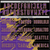 Custom Black Purple-Old Gold Abstract Fragment Art Splash Sports Sublimation Soccer Uniform Jersey