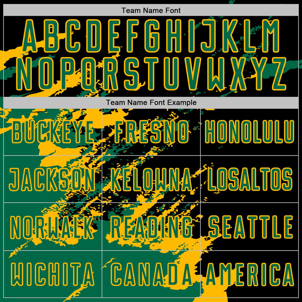 Custom Black Kelly Green-Gold Abstract Fragment Art Splash Sports Sublimation Soccer Uniform Jersey