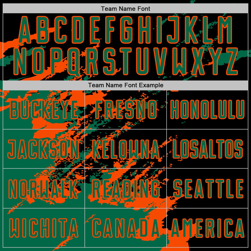 Custom Black Kelly Green-Orange Abstract Fragment Art Splash Sports Sublimation Soccer Uniform Jersey