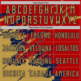 Custom Red Old Gold-Navy Abstract Fragment Art Splash Sports Sublimation Soccer Uniform Jersey